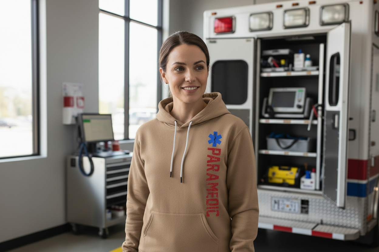 Woman wearing Paramedic Slim hoodie